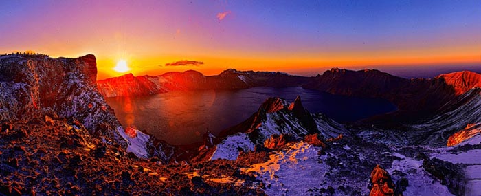 Sunset over Mount Paektu