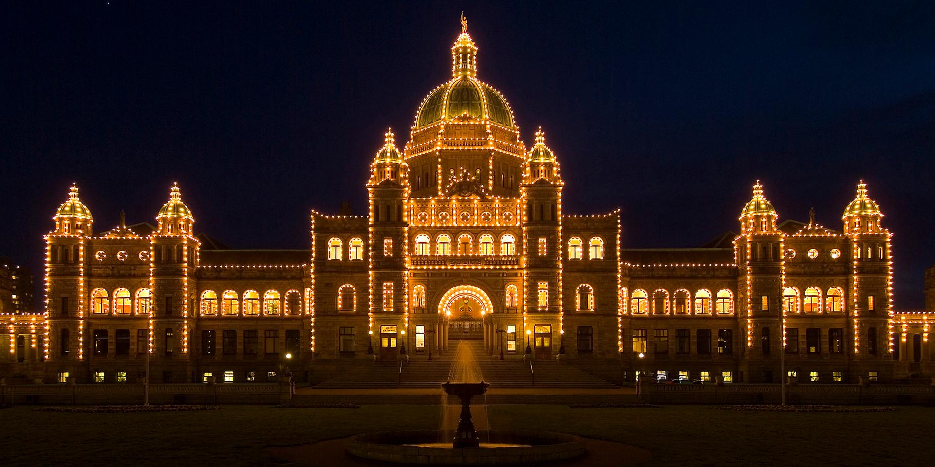 Victoria British Columbia waterfront at night